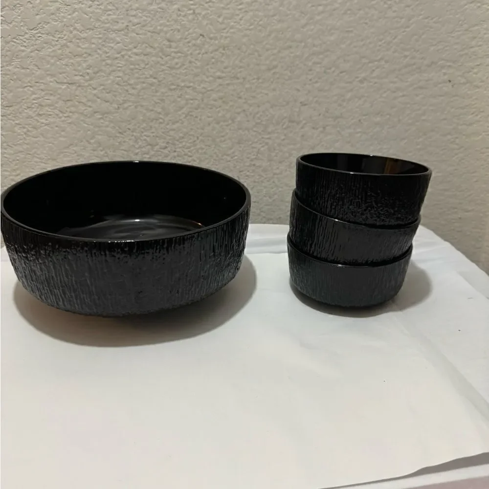 RARE Vintage Indiana Glass Black Chip and 3 Dip Bowl from the 1970's-1980's